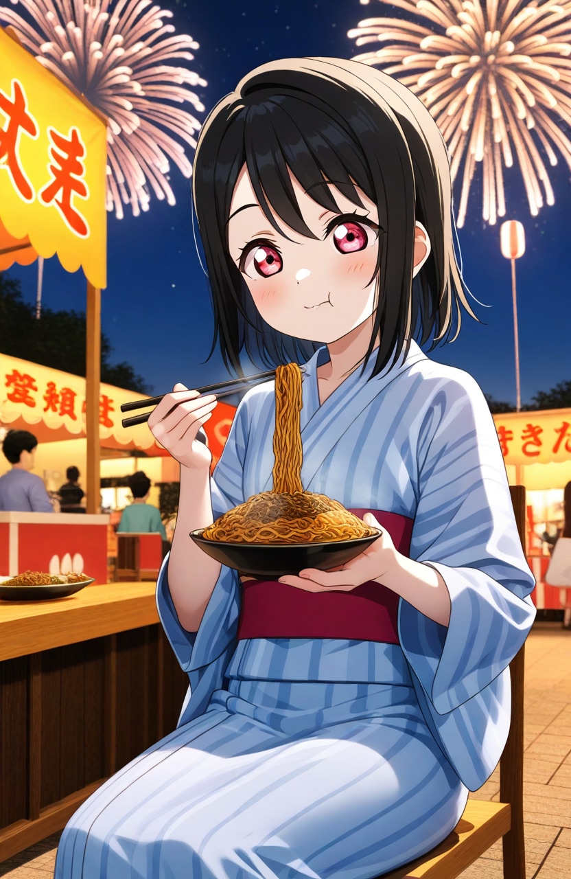 焼きそば食べる