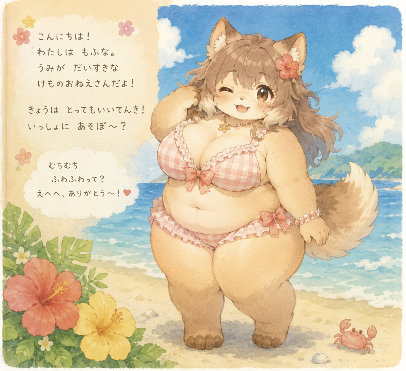 けものおねえさんもふもふの水着