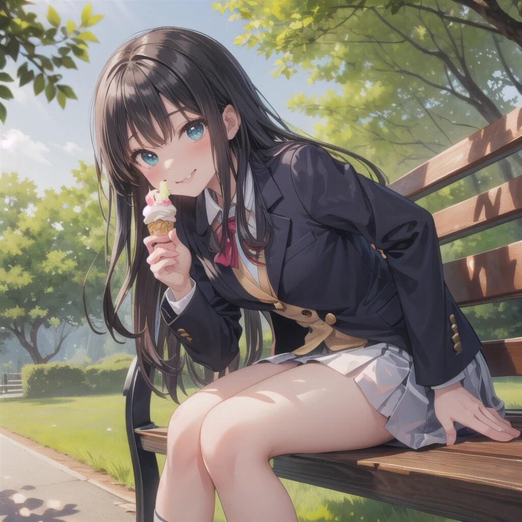 黒髪ロングでブレザーの少女５３