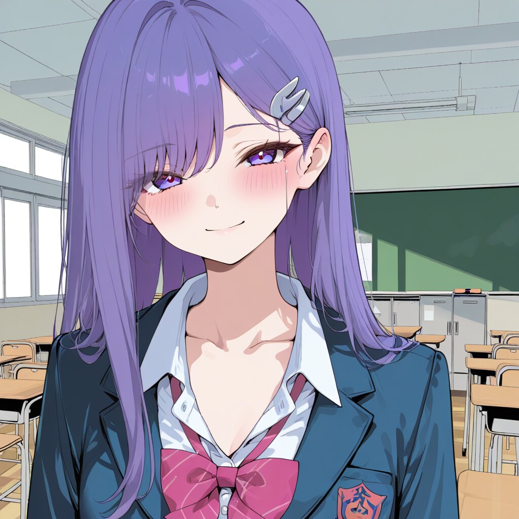 Cute purple hair girl