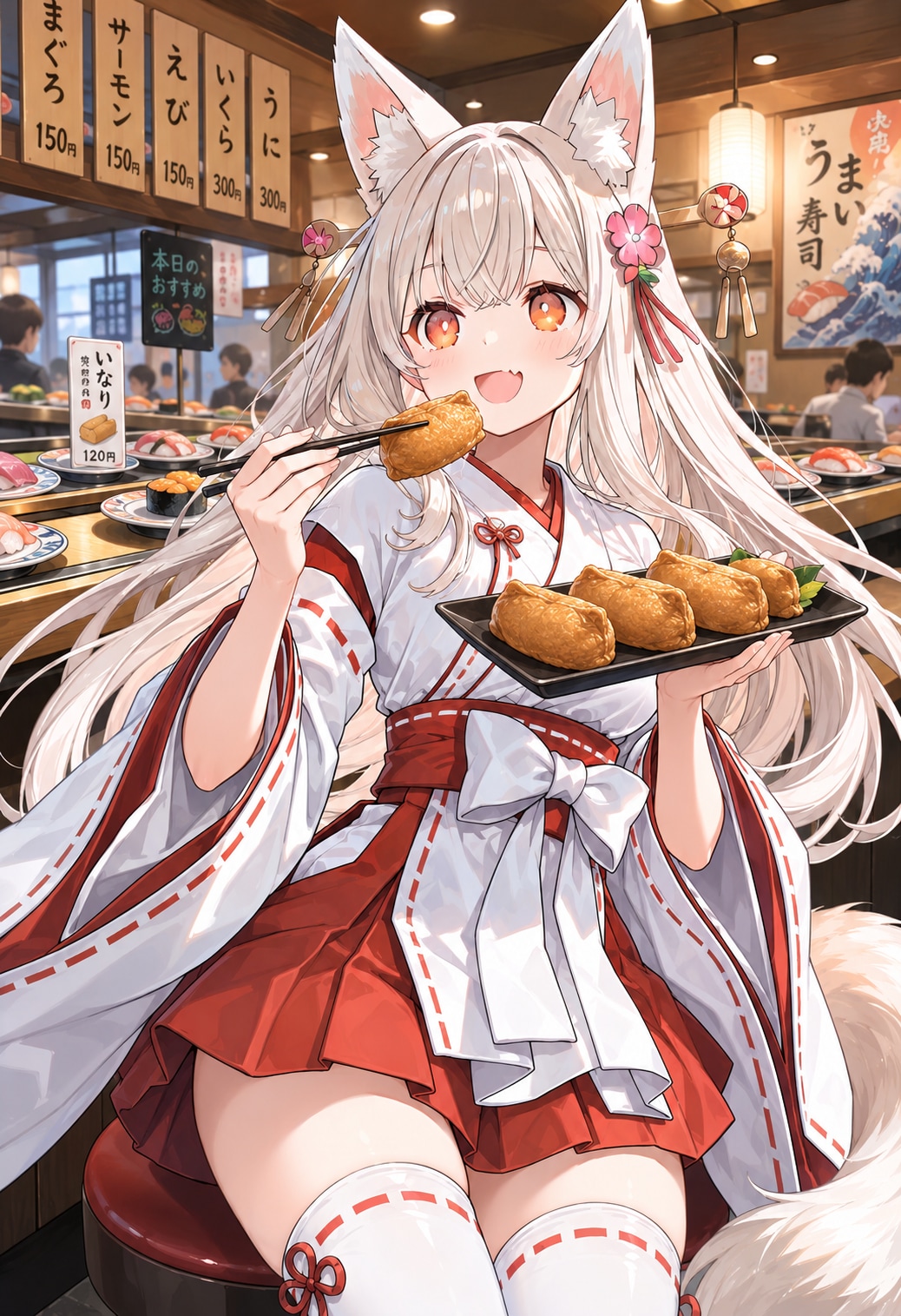 いなり寿司を食べる咲耶さん