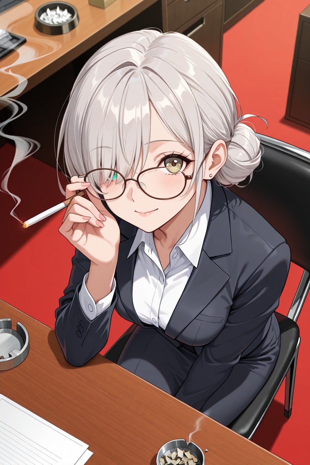 【借】喫煙所で煙草を吸う静華さん