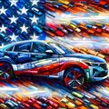 アメ車と星条旗　AI抽象画投稿企画 3枚目