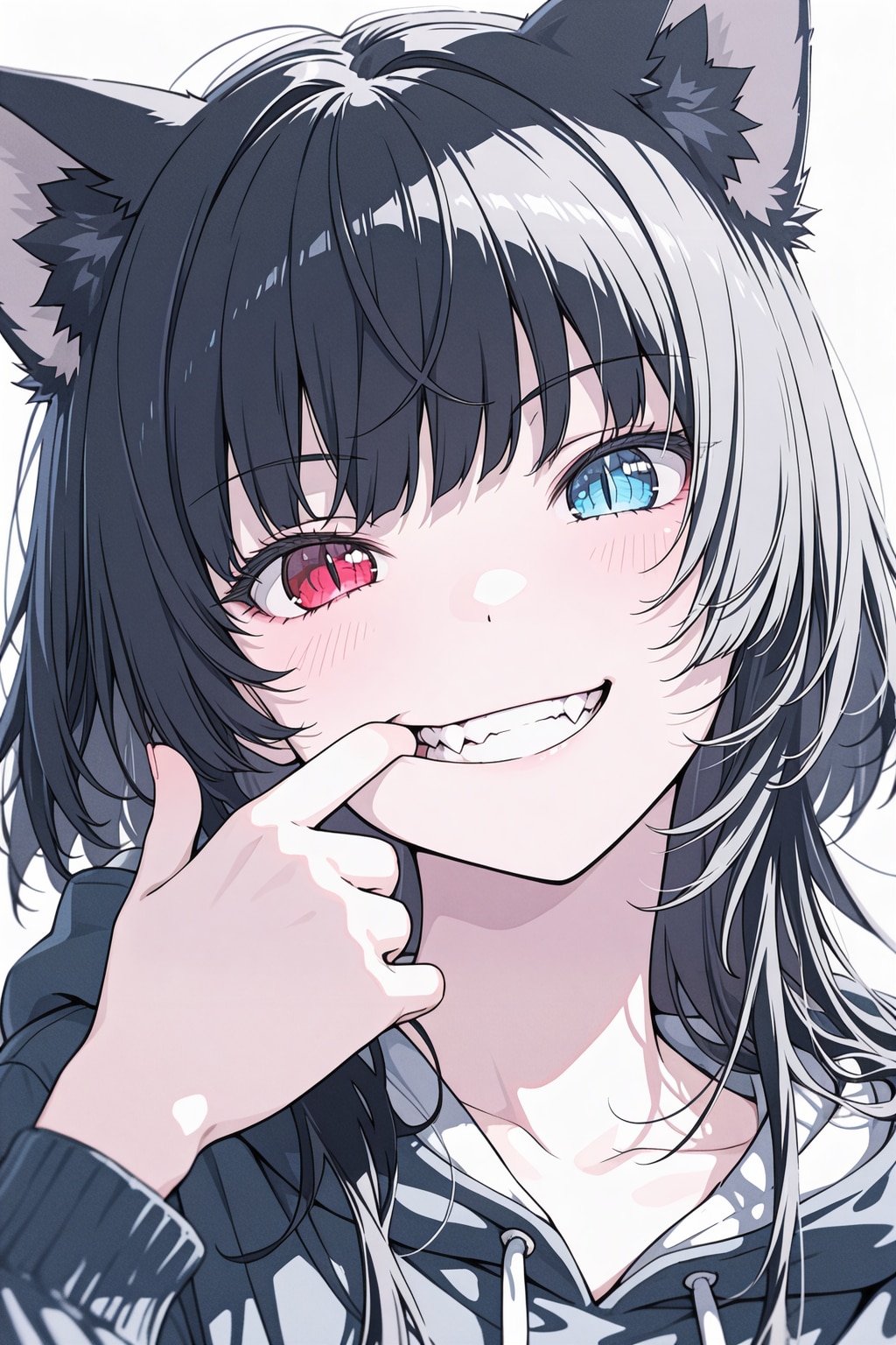自慢の牙を見せつけるネコ娘ｗ | の人気AIイラスト・グラビア
