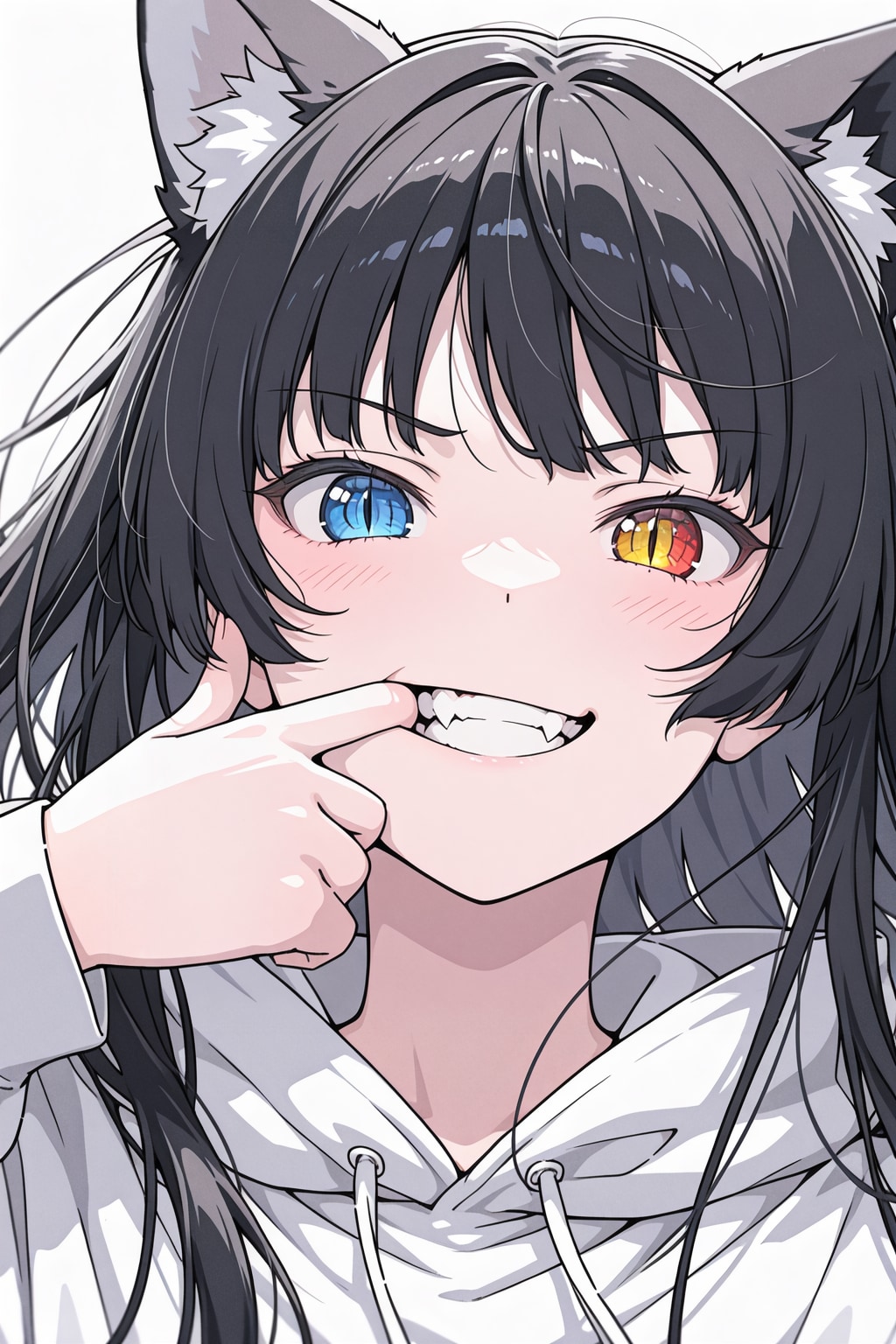 自慢の牙を見せつけるネコ娘ｗ