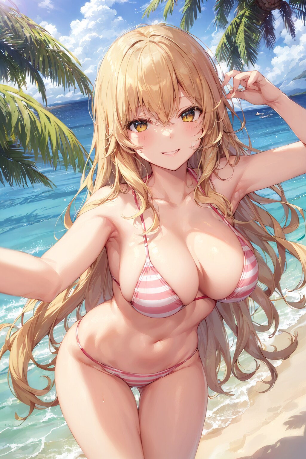 金髪ギャルと海