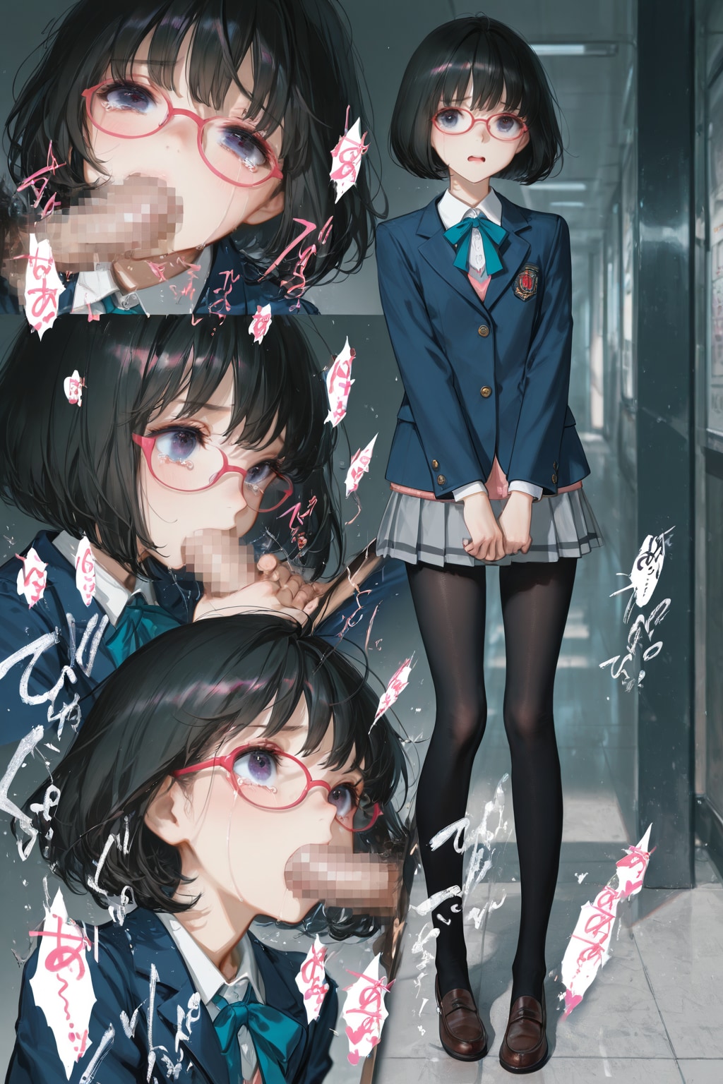 堕とされてゆく制服メガネちゃん