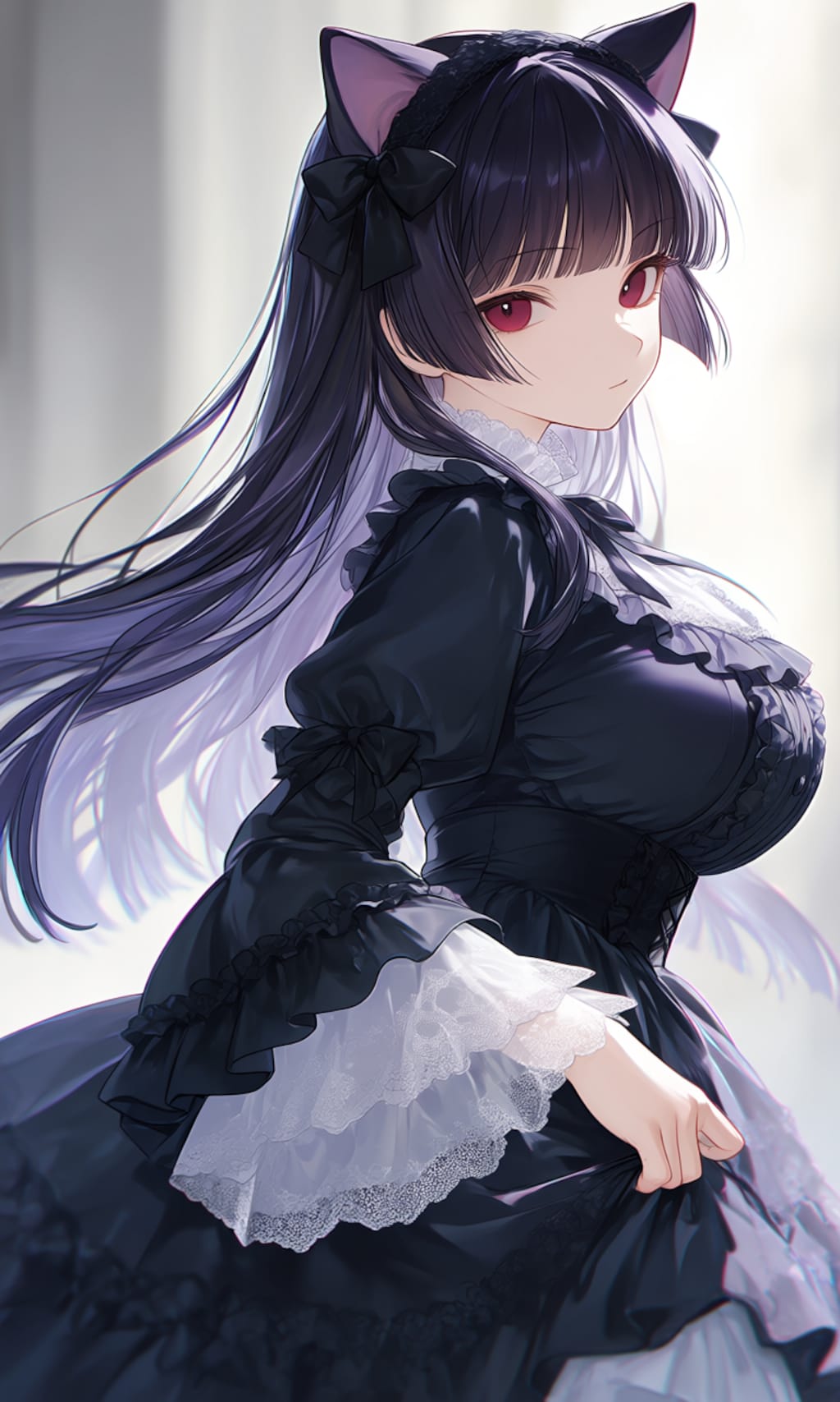 黒髪猫耳