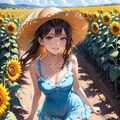 ひまわり畑と夏少女 4枚目