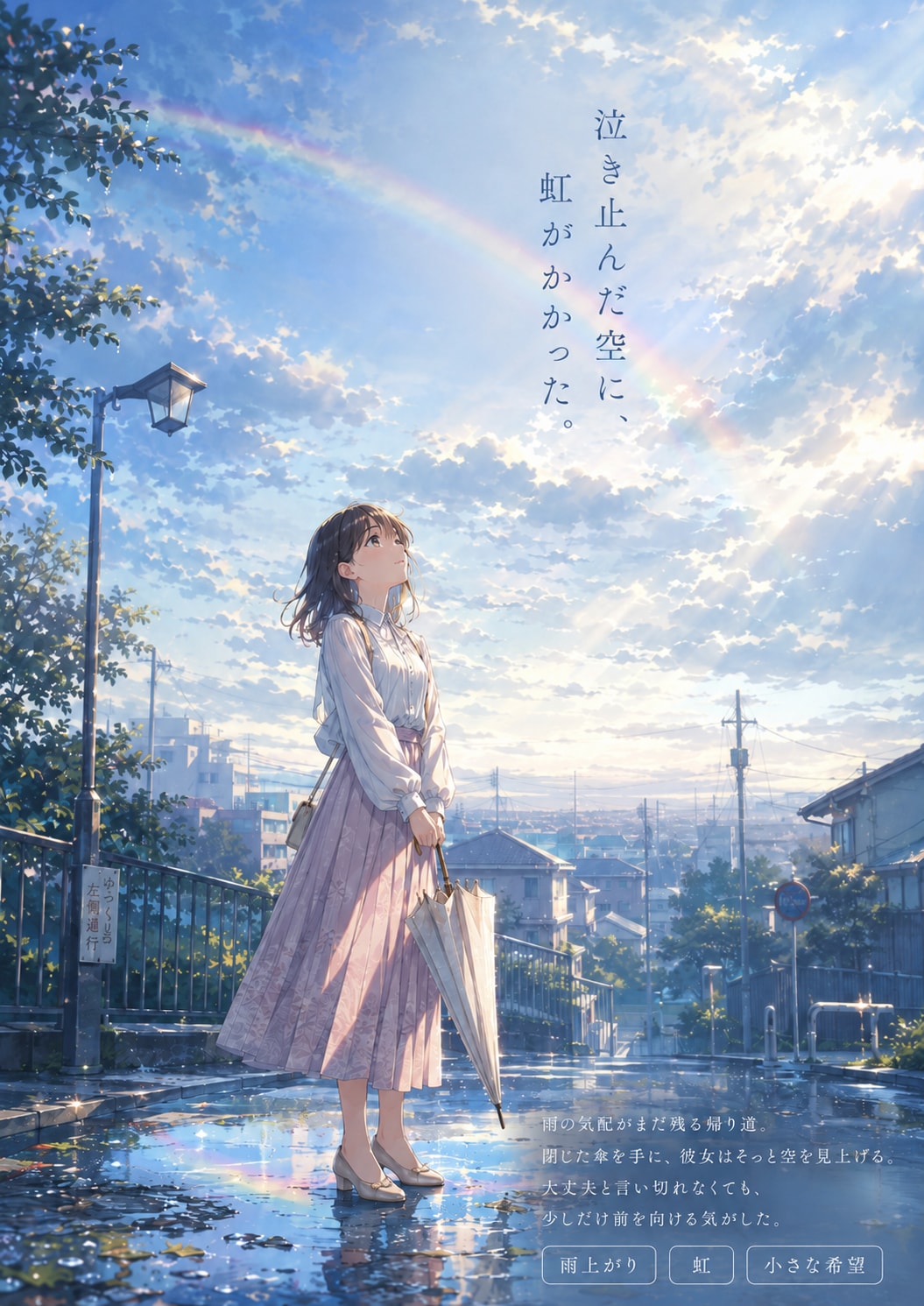 泣き止んだ空に、虹がかかった。