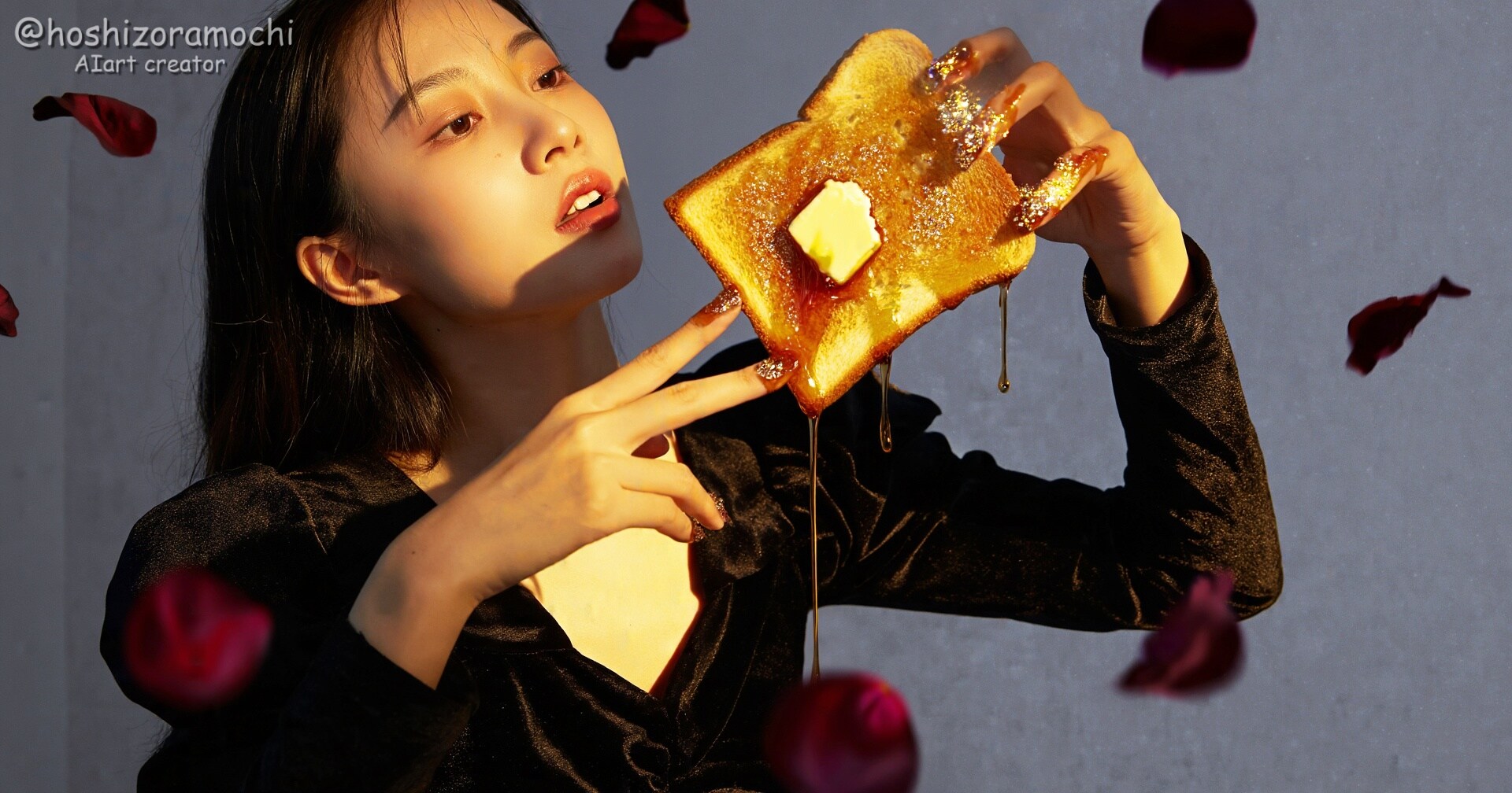 指先から溶け出すトースト🍯✨