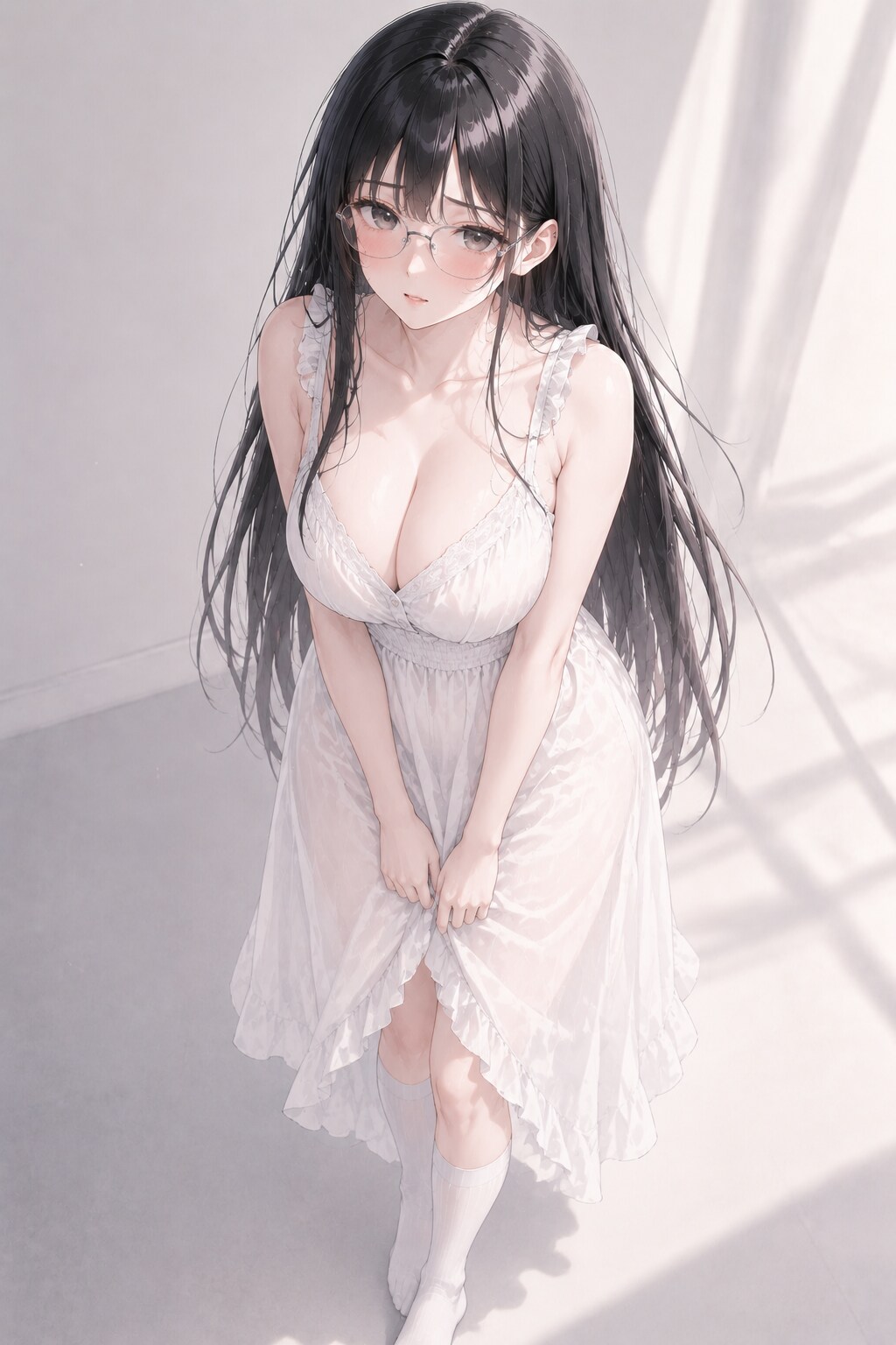 黒髪長髪眼鏡女性