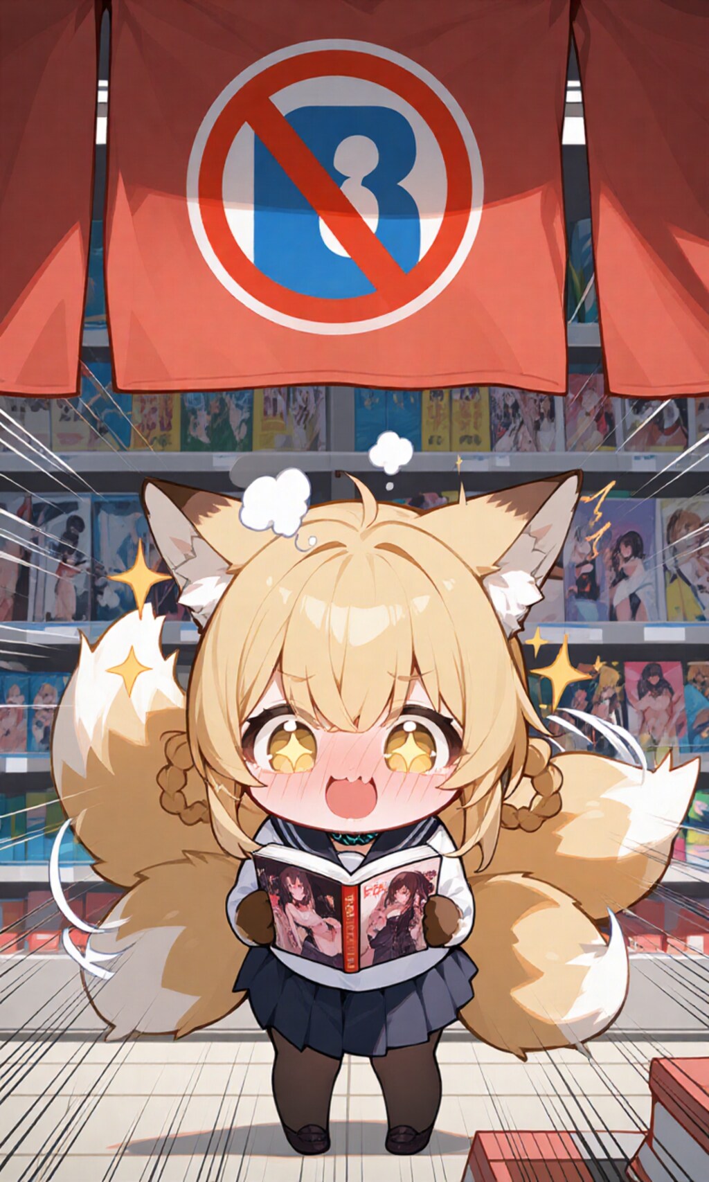 本屋で立ち読み狐娘