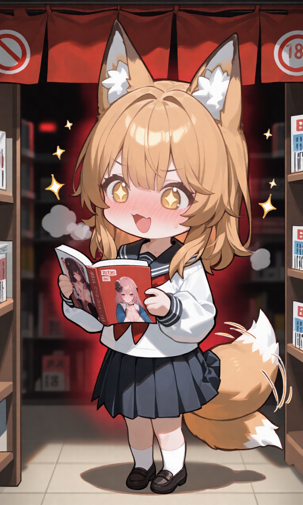 本屋で立ち読み狐娘