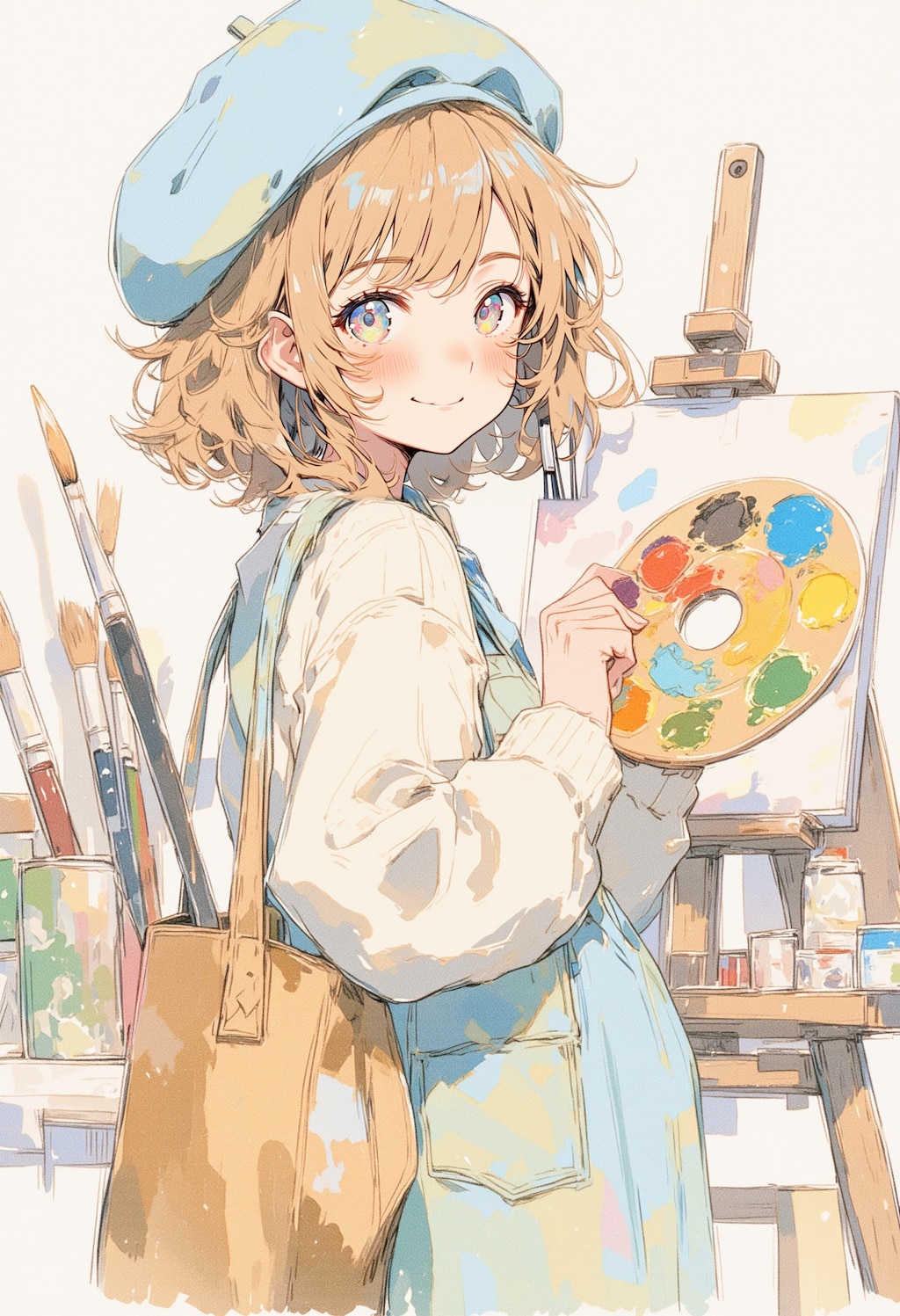 青い服の絵描き