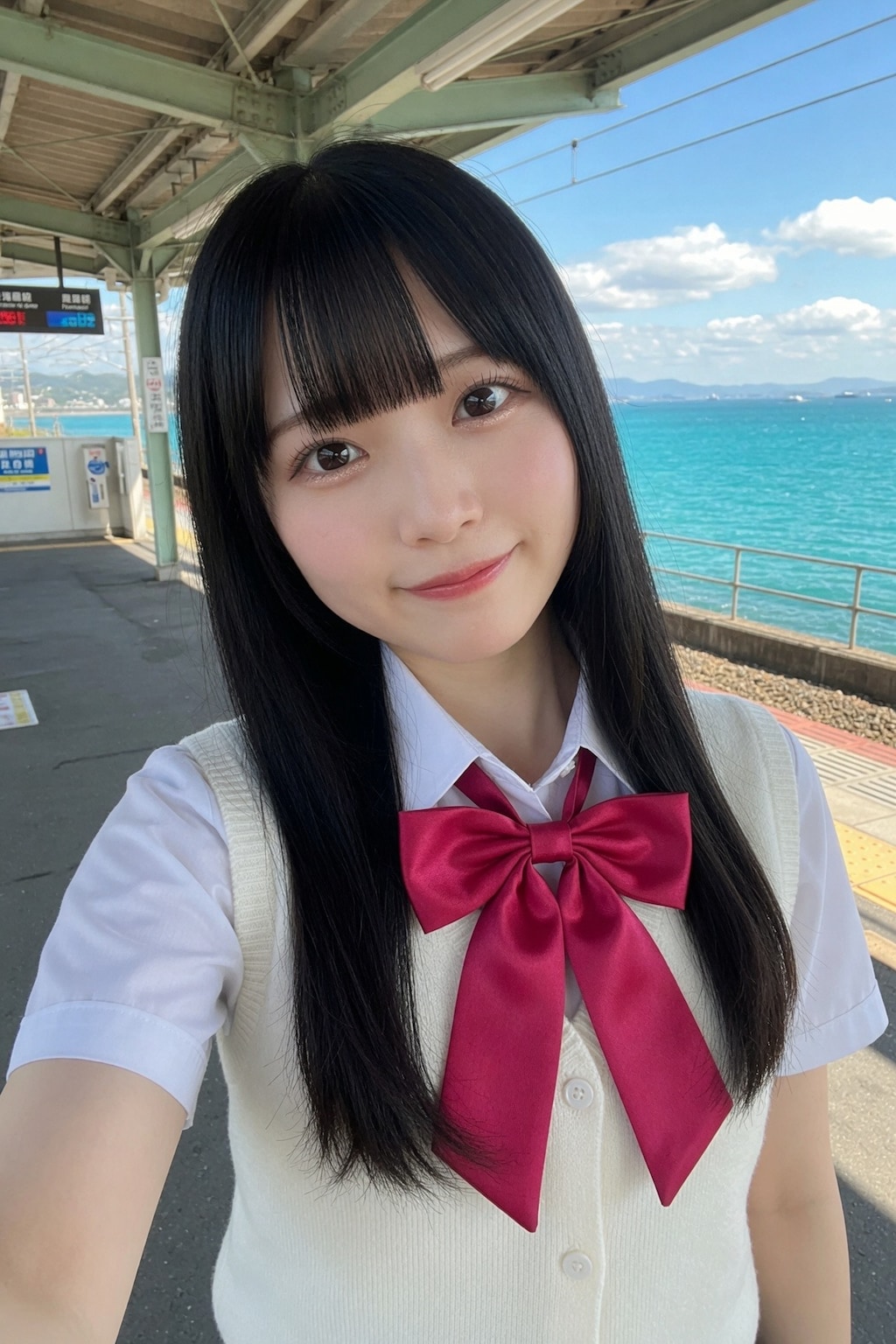 リボンが揺れる午後　駅で出会った清楚系
