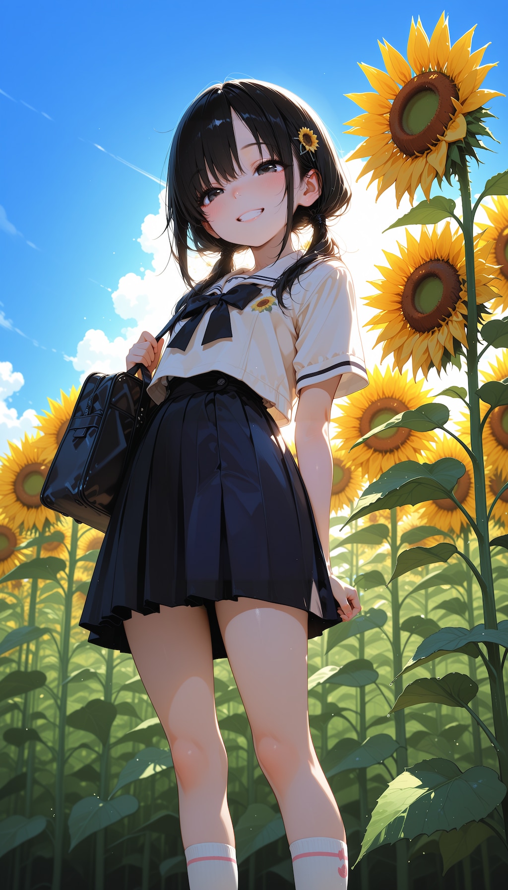 向日葵と少女