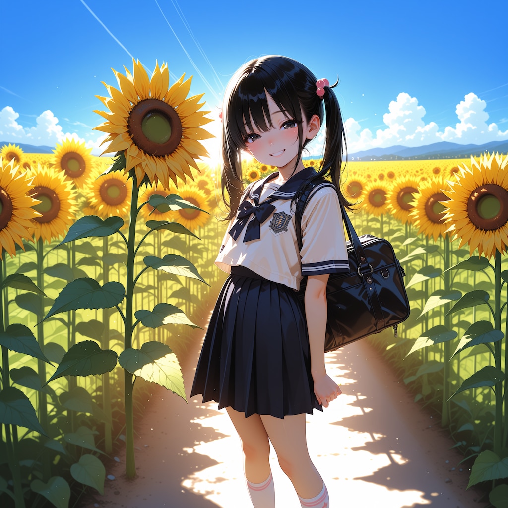 向日葵と少女