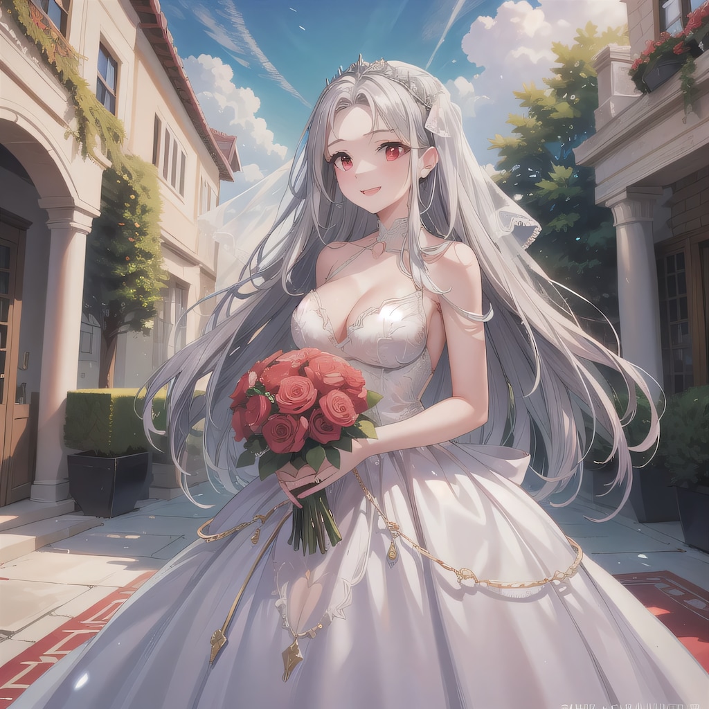 銀髪ロングでウェディングドレスの少女１８