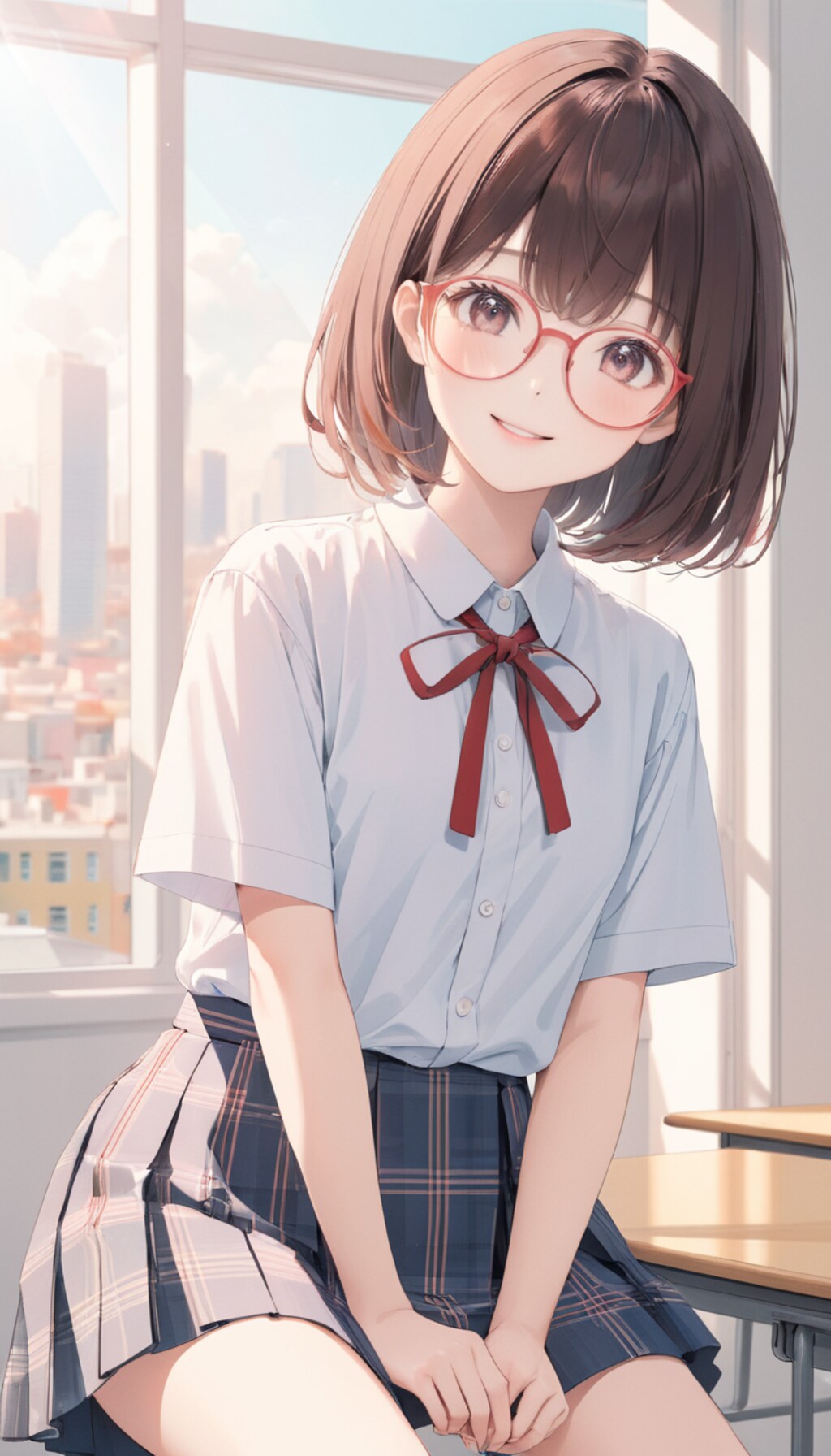 眼鏡女子 楓の久しぶりの制服