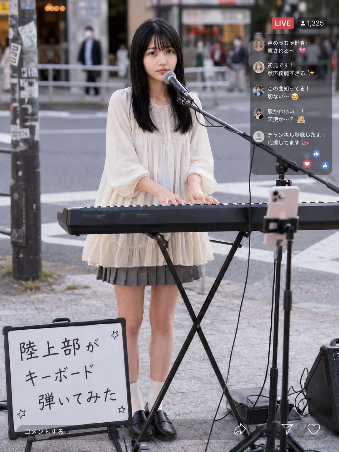 路上配信生着替え
