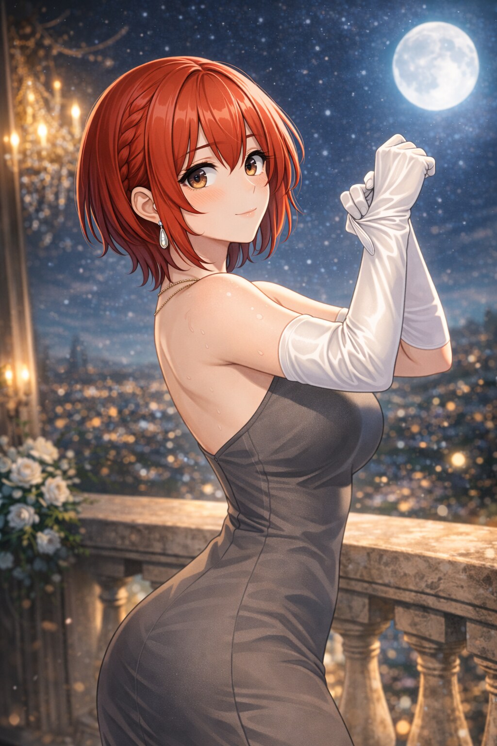 月下の装い ― エルボーグローブを整える夜
