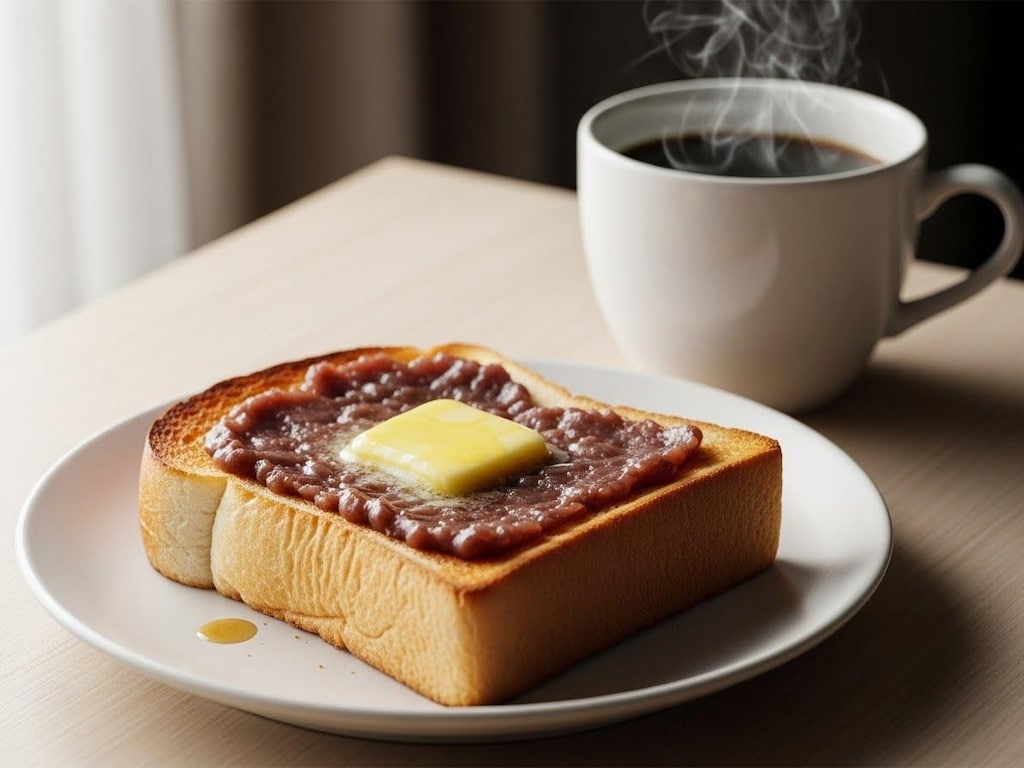 朝食のアンバタートーストと珈琲のセット