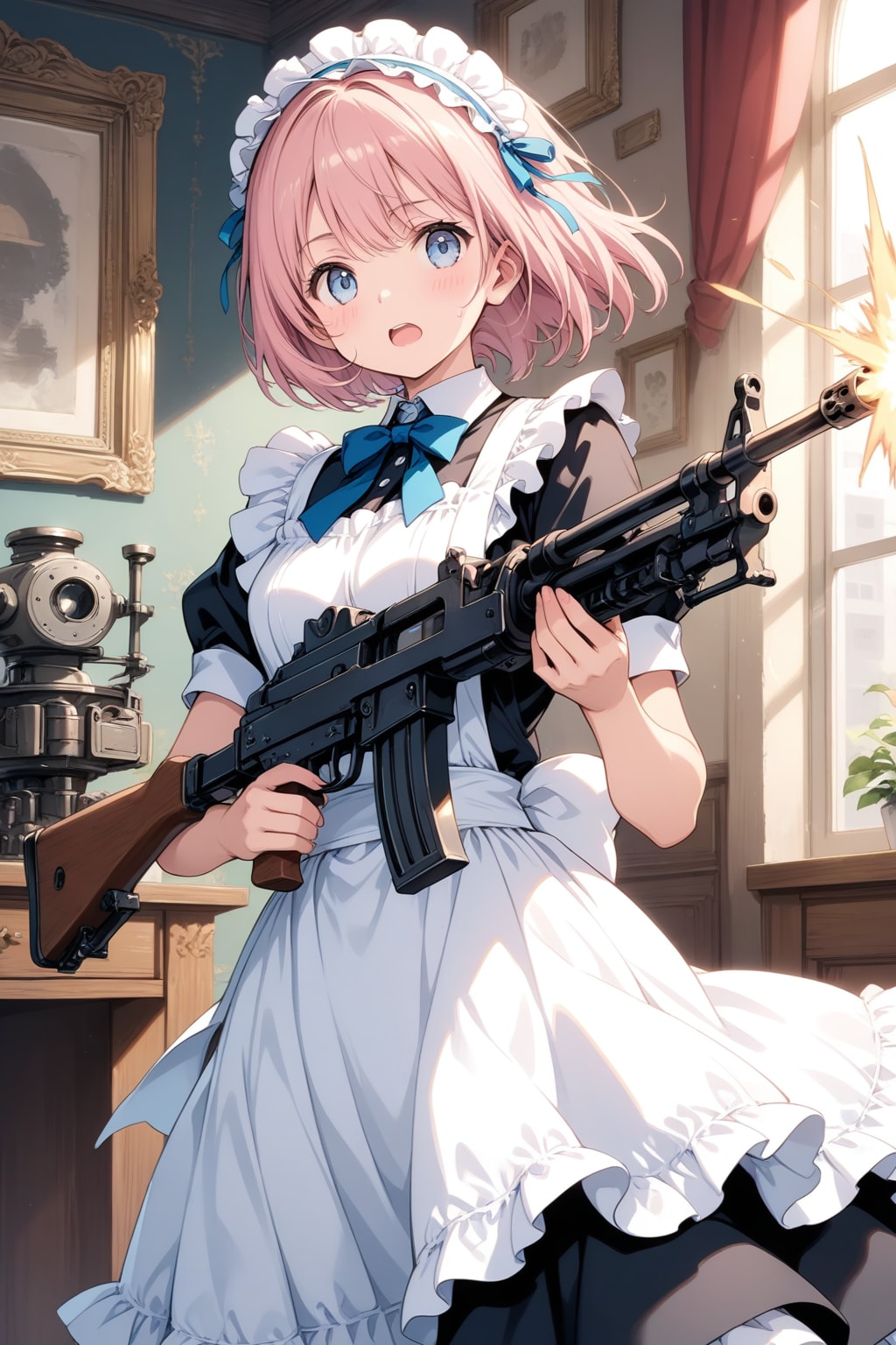 メイド服と機関銃 | の人気AIイラスト・グラビア