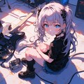 エレキギターを抱える可愛いロック少女 5枚目