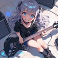 エレキギターを抱える可愛いロック少女 2枚目