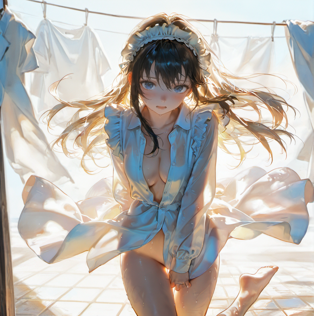 全部洗濯しちゃったメイドさん