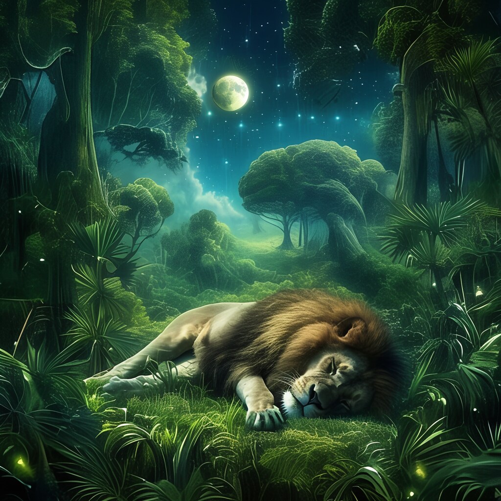 ライオンは寝ている