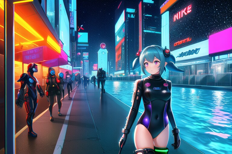 女の子と夜の街