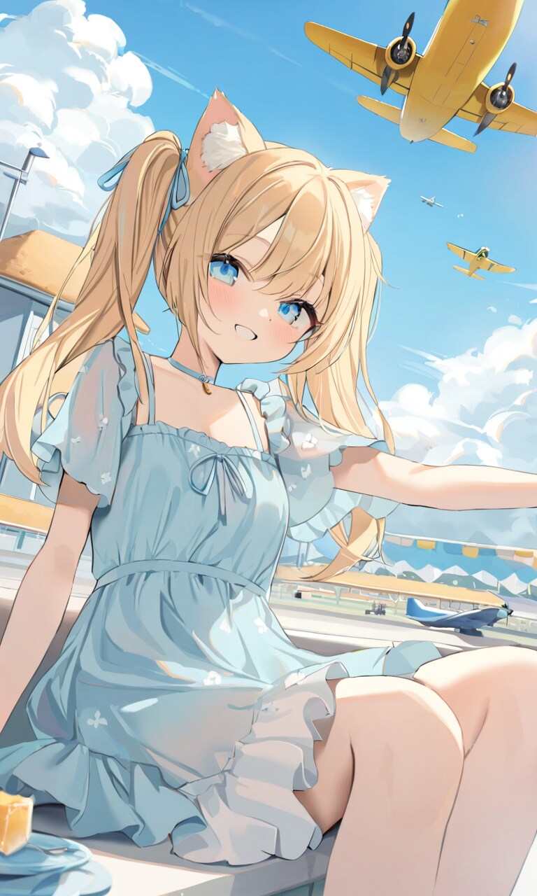 こるり「飛行機ショー」まや「VRだけどな」 | の人気AIイラスト・グラビア