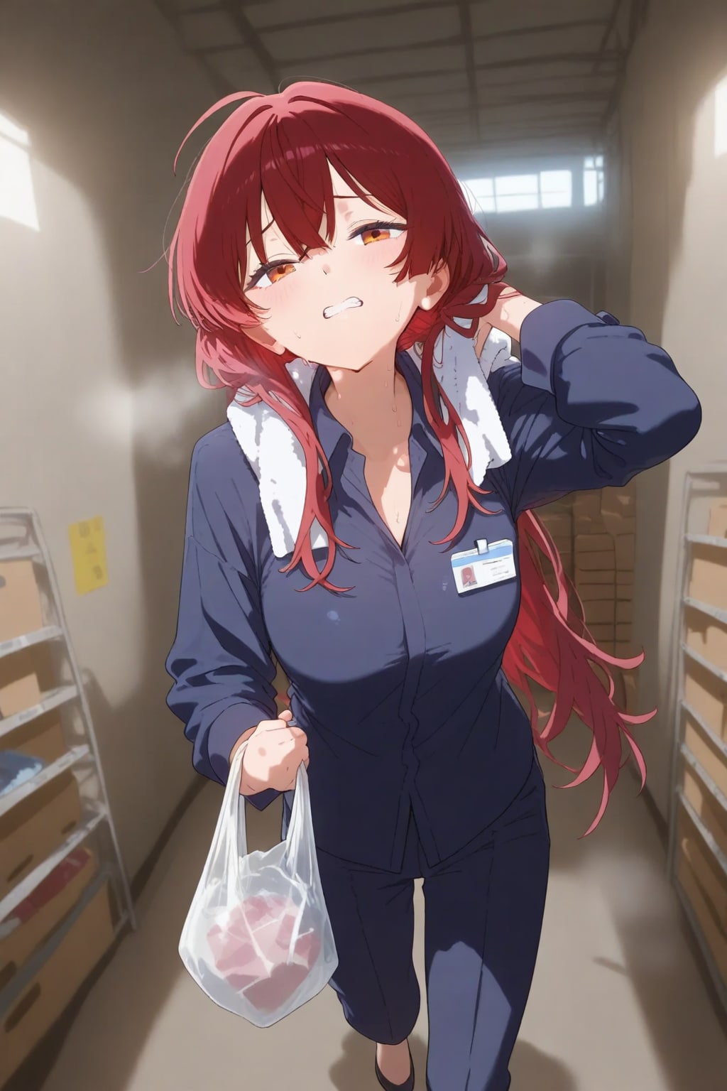 倉庫で働く女の子