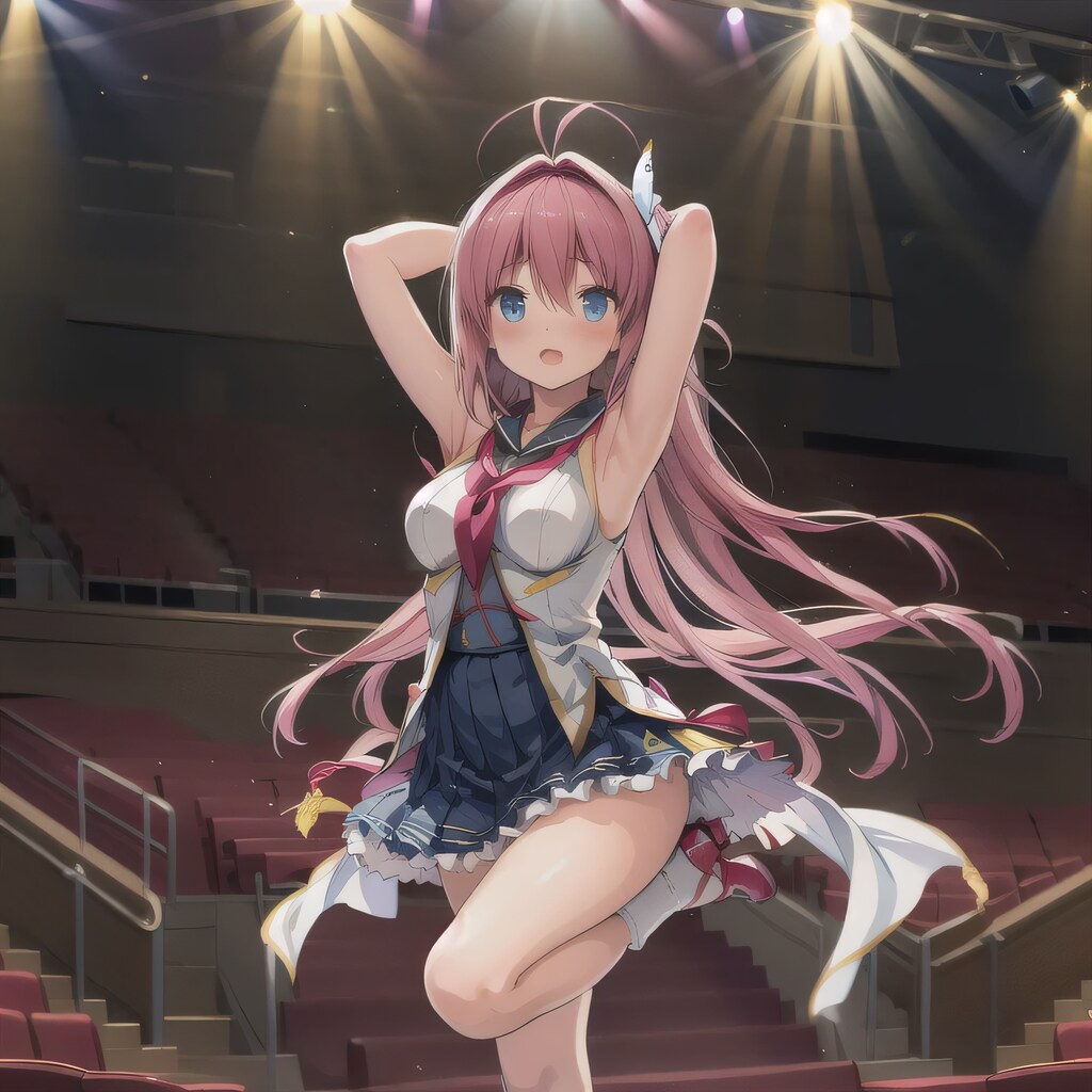 ピンク髪ロングで演劇の少女