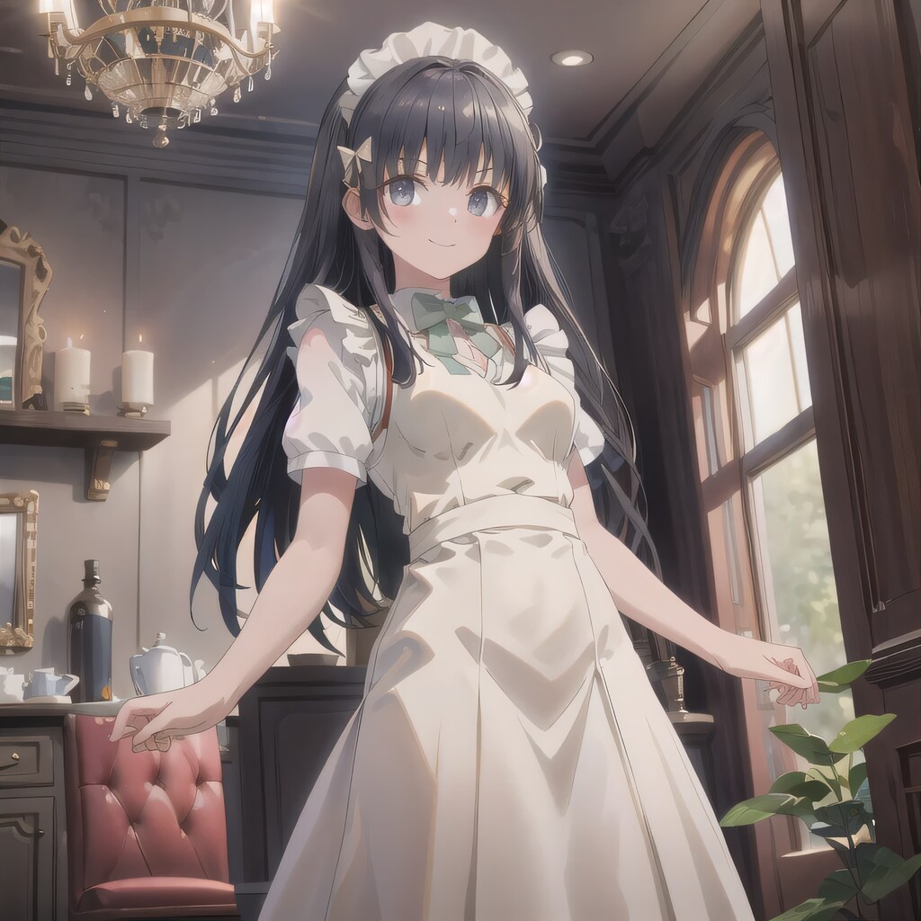 黒髪ロングでメイド服の少女３０