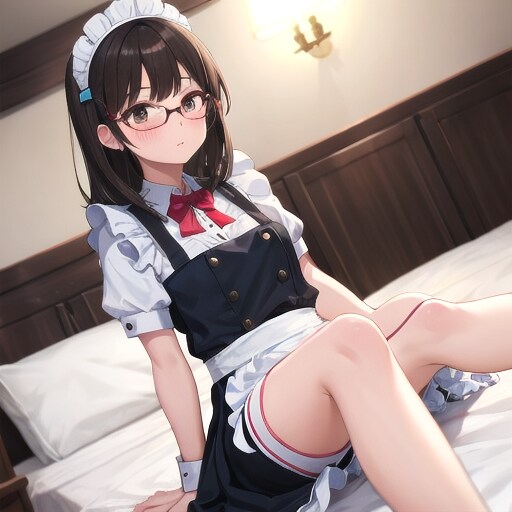 ベッドの上のメイドさん