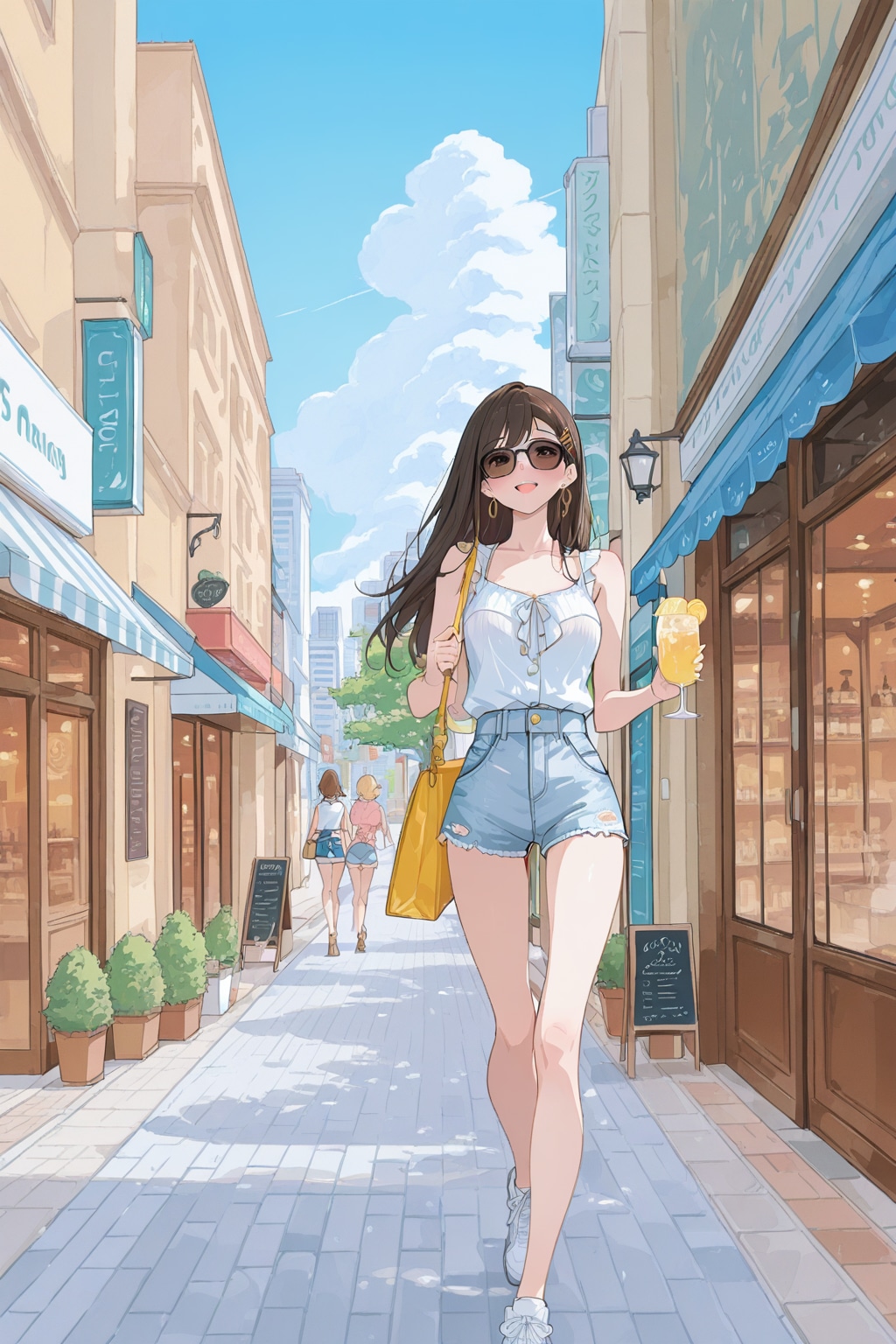 街を散歩する女性