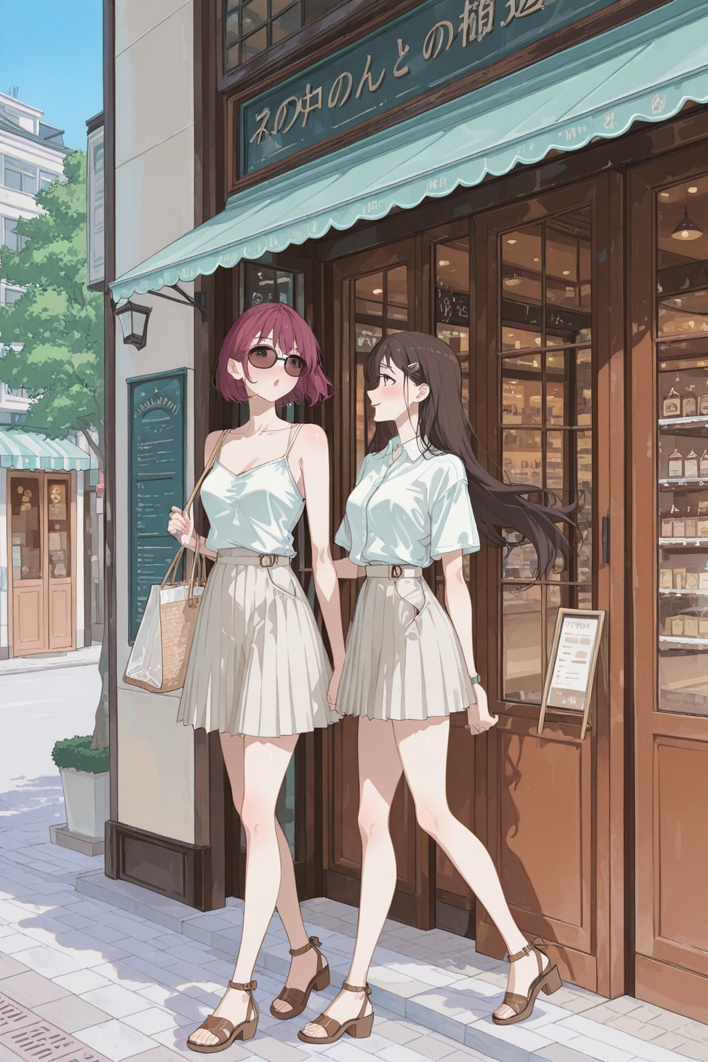 街を散歩する女性