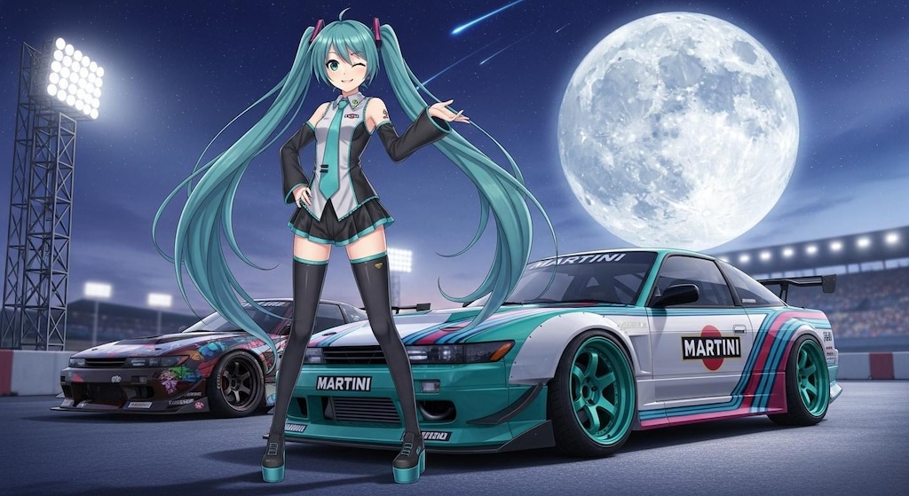 初音ミクとシルエイティレーシングカー