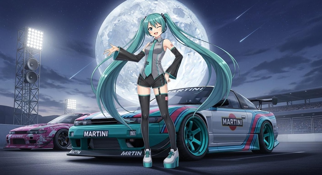 初音ミクとシルエイティレーシングカー