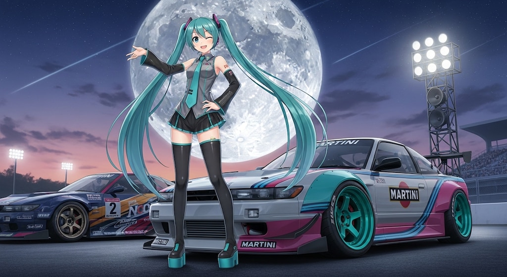 初音ミクとシルエイティレーシングカー