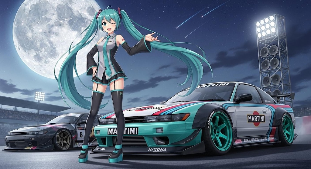 初音ミクとシルエイティレーシングカー
