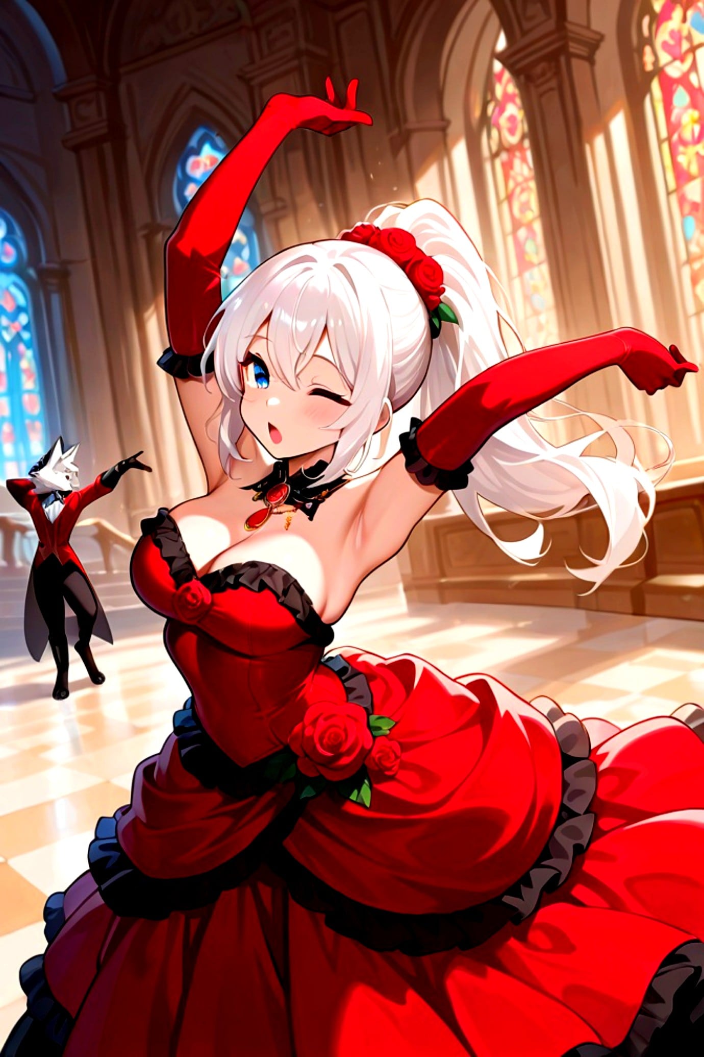 ドレスの白髪ちゃん | の人気AIイラスト・グラビア