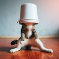 バケツを被った猫 9枚目