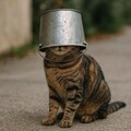 バケツを被った猫 3枚目