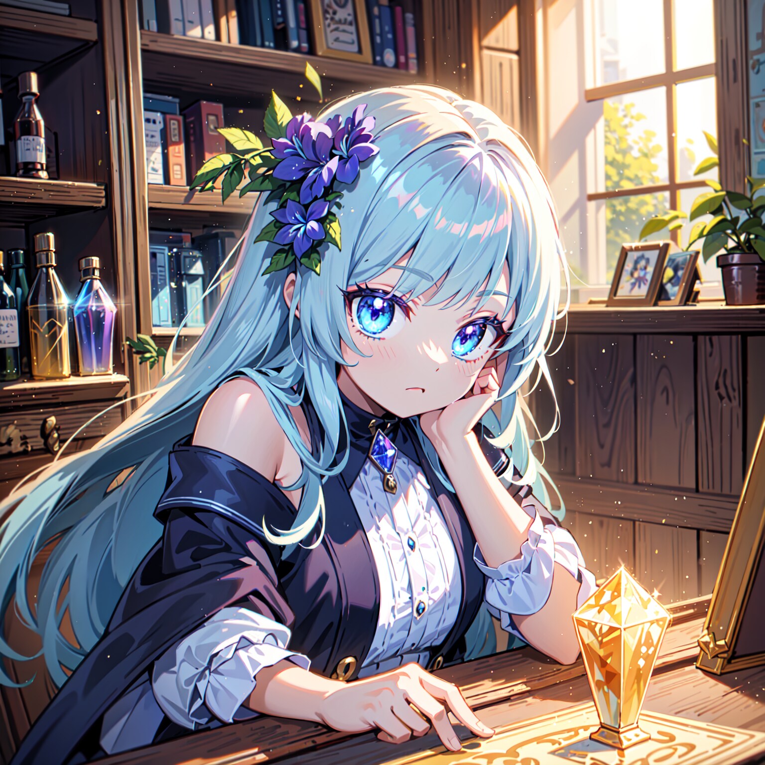宝石に魔力を込めている女の子