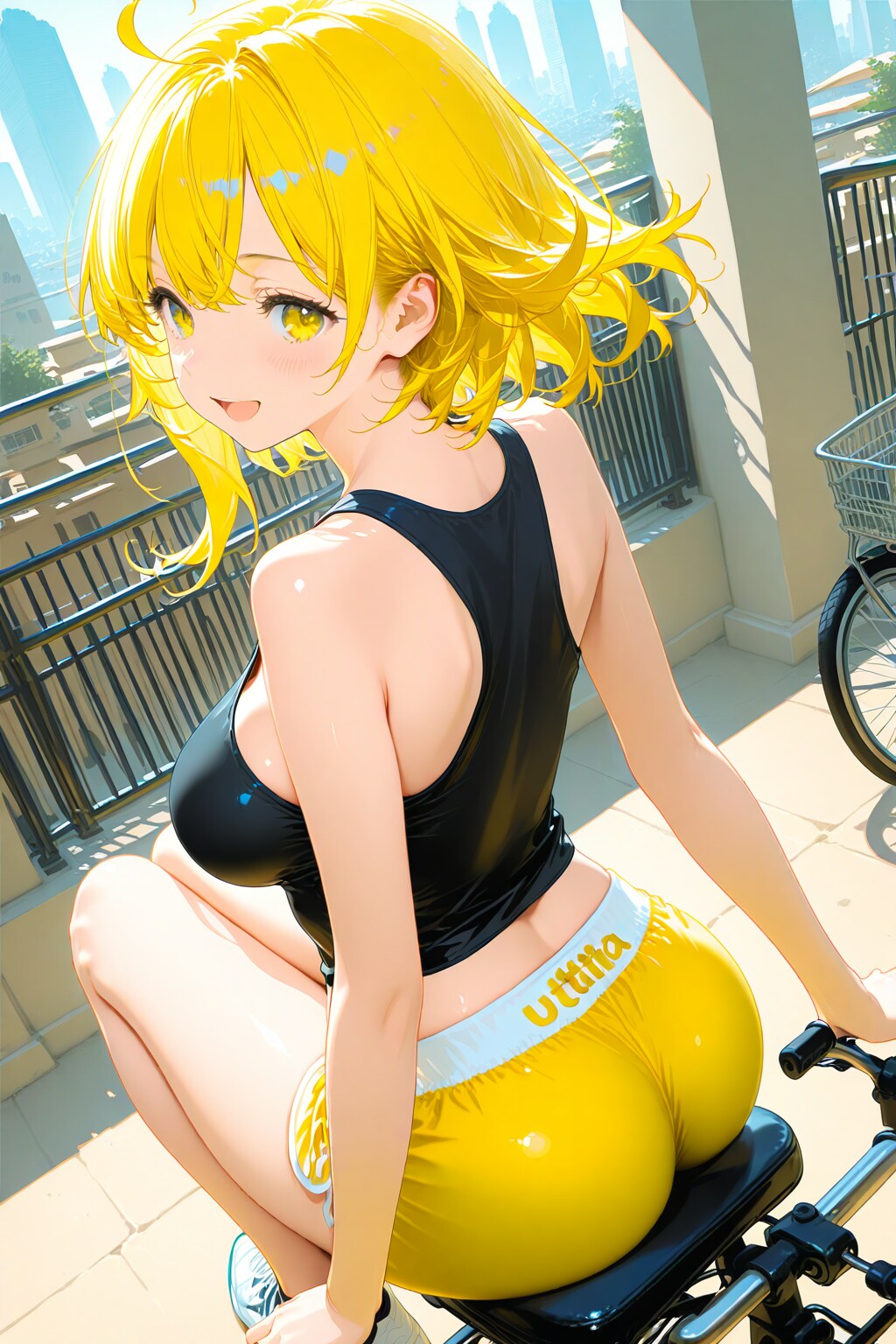 自転車に乗るユイちゃん