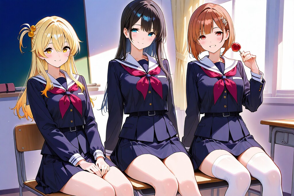 こっちを向いて微笑む少女たち